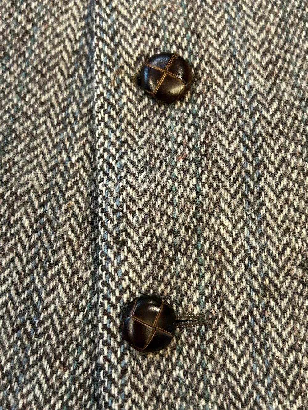 Woolmere 100% Wool Herringbone Sport Coat Elbow Patches Estimated Size 44 46R
